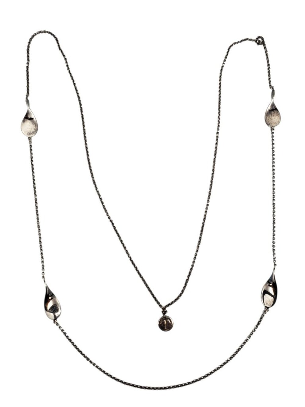 Sterling Silver Twisted Infinity Station Necklace 34"  #24851